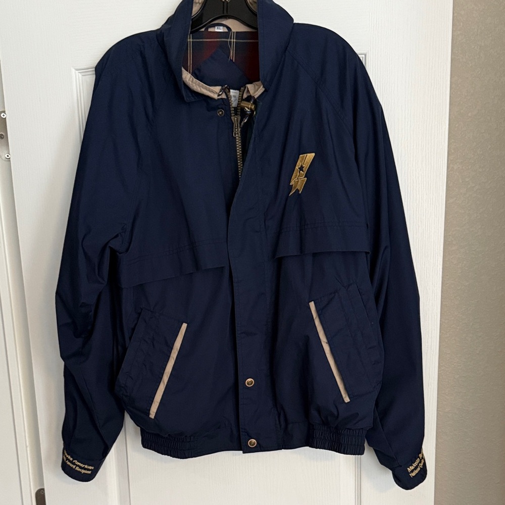Source Unknown Navy Windbreaker with Beige Accents
